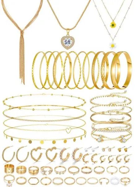 36 Pcs Gold Plated Jewelry Set