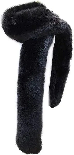 Women&#039;s Men&#039;s Extra Large Faux Fox Raccoon Fur Scarf Collar Stole Shawl (Black)