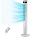 R.W.FLAME Tower Fan with Remote Control,Standing Fan for Office, Oscillation fan, 3 Wind Modes,Time Settings,LED Display(43", White)