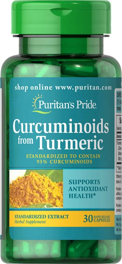 Puritan's Pride, Curcuminoids from Turmeric Standardized Extract, 500 mg, 30 Capsules