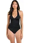 La Blanca Island Goddess Halter Tankini Top - Black 10