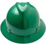 Msa V-Gard Full-Brim Hard Hats, Ratchet Suspension, Size 6 1/2 - 8, Green