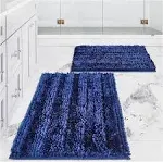  Bath Mats for Bathroom Bathroom Rugs Set of 2 Pieces 31x20&#034;+24x16&#034; Navy Blue