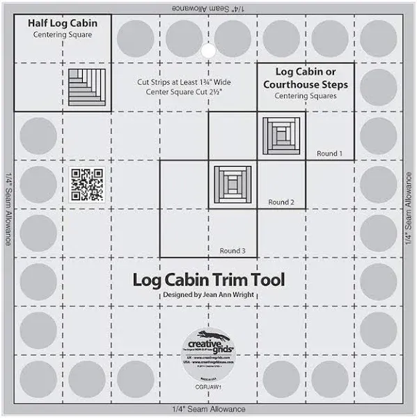 Creative Grids Log Cabin Trim Tool for 8&#034;x8&#034; Finished Blocks, Creative Grid