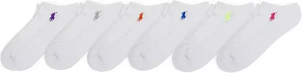 Polo Ralph Lauren WOMEN 6-Pack  Socks Assorted Color White  Half Cushion Low Cut