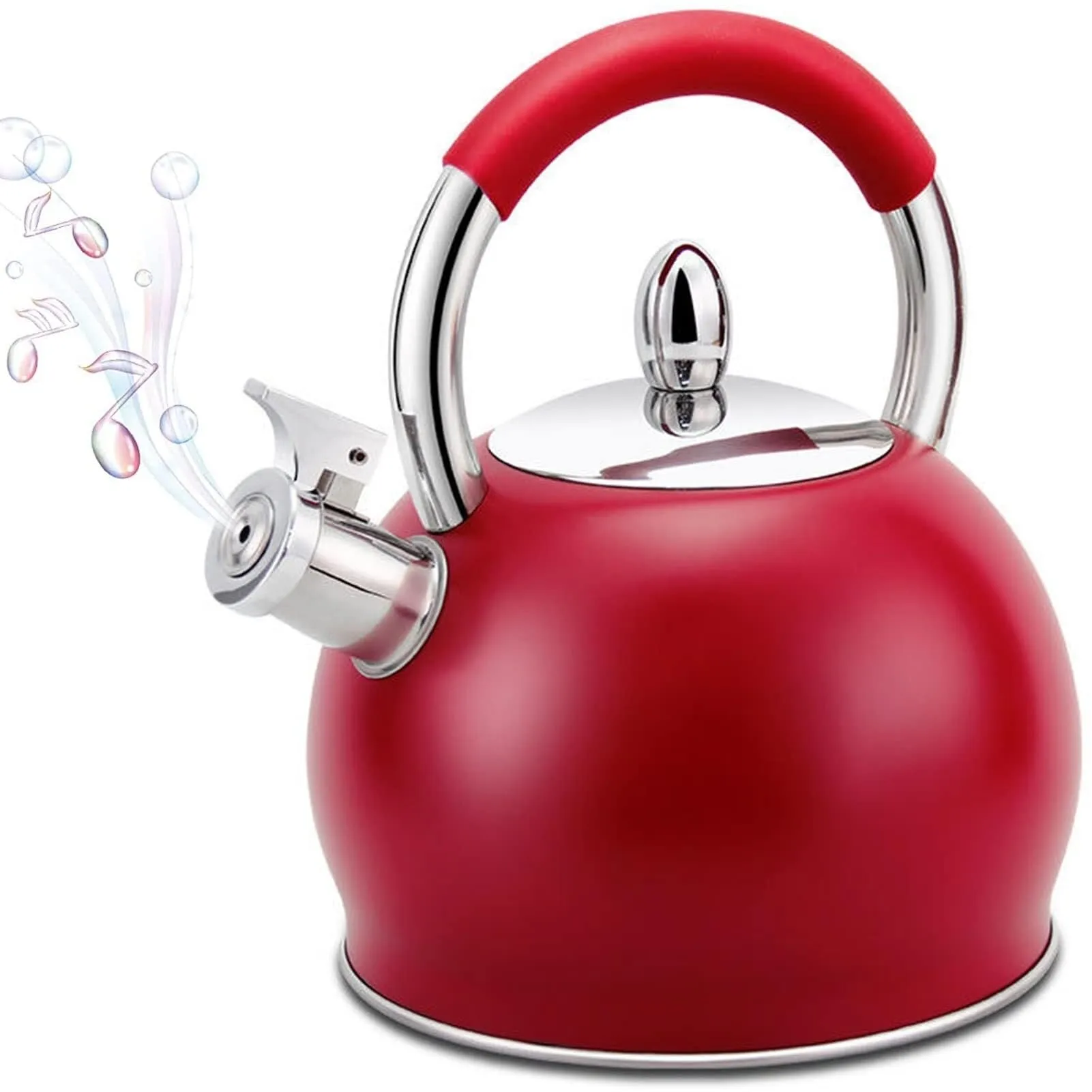 Tea Kettle for Stovetop Whistling Teapot with Cool Grip Ergonomic Handle Food Grade Stainless Steel Teakettle for Tea, Coffee, Milk(Red)