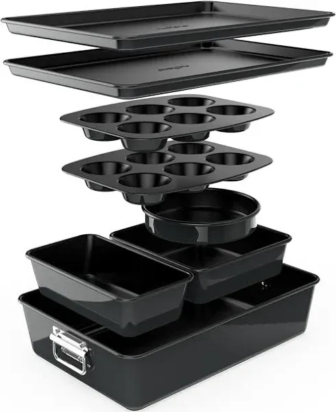 NutriChef 8-Piece Nonstick Stackable Bakeware Set w/ Non-Stick Coating