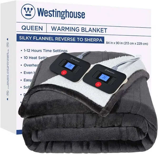 Westinghouse Electric Blanket Heated Blanket Flannel to Sherpa Westinghouse