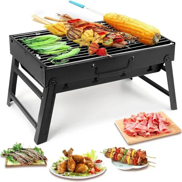 Fascryla Portable Charcoal Grill,17" Folding Portable BBQ Charcoal Grill Compact Tabletop Mini Smoker Small BBQ Grill Outdoor for Travel Backyard