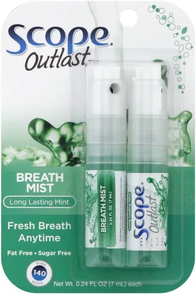 Crest Scope | One 4 Pack of Mint Breath Mist Sprays (4 Total Sprays) 0.24 Ounce (7M L) Made in An FDA Audited USA Facility