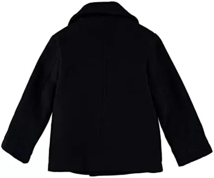 Boy's Quilted Lined Double Breasted Wool Peacoat