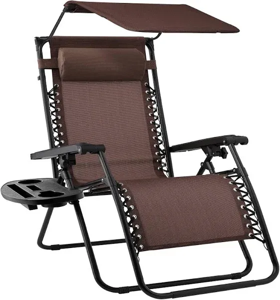 Best Choice Products Folding Zero Gravity Recliner Patio Lounge Chair w/ Canopy Shade