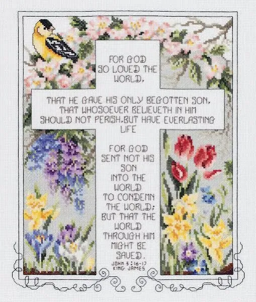 Janlynn John 3:16-17 Counted Cross Stitch Kit