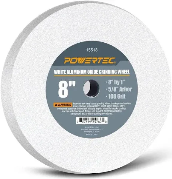 8 In. X 1 In. 100-Grit 5/8 In. Arbor White Aluminum Oxide Grinding Wheel for Ben