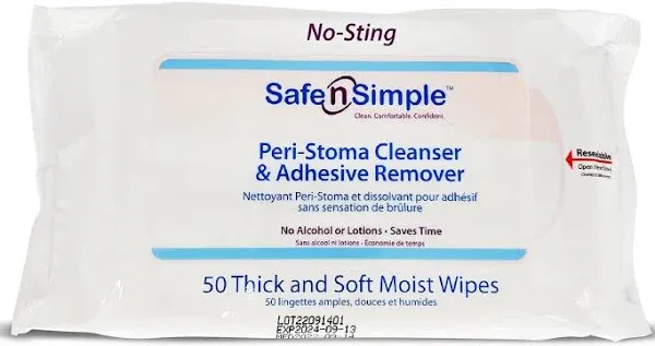 Safe N Simple Adhesive Remover Wipe, 50/BX 