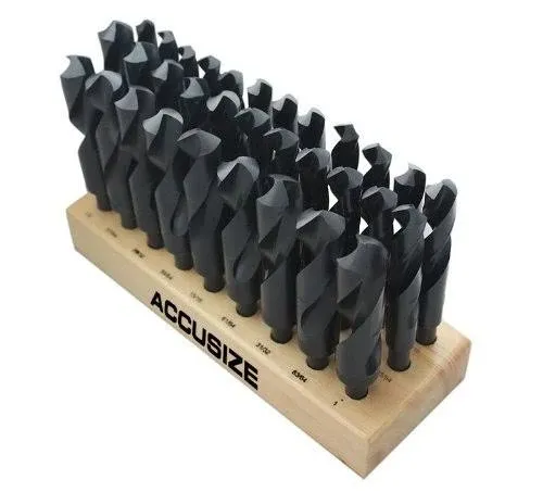 Accusize 32 Pcs HSS 1/2'' Shank S&D Drill Set