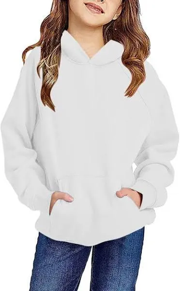 Bingerlily Girls Casual Hoodies Long Sleeve Cute Lightweight Pullover Tops with pocket Loose Solid Sweatshirt for 4-13 Years