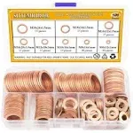 225 Pieces Copper Metric Flat Washers, Sealing Washers, Kindroufly 10 Sizes Copper Washers, Metal Washers Assortment Kit (M5 M6 M8 M10 M12 M14 M16)