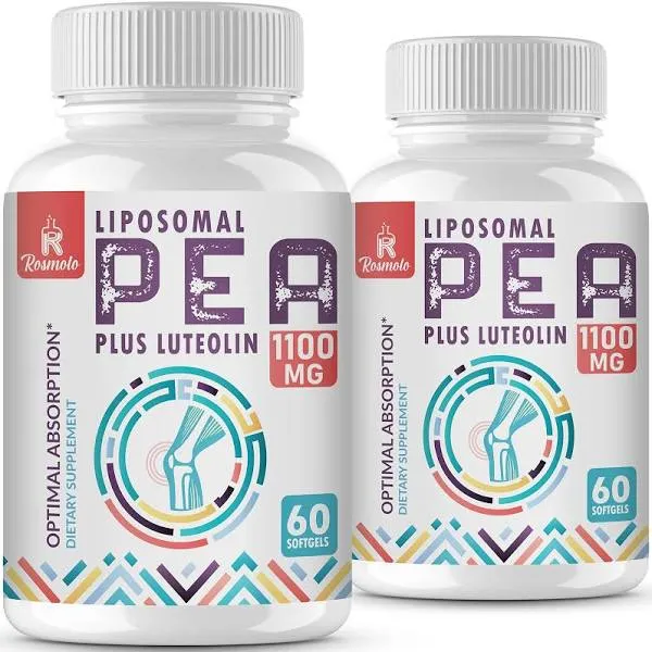 Liposomal Palmitoylethanolamide 1000 mg + Luteolin 100 mg, Micronized Pea 99% Highly Purified - Enhanced Absorption and Bioavailability, 240 Softgels