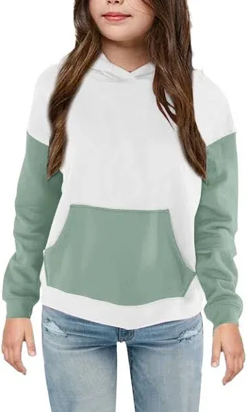 Bingerlily Girls Casual Hoodies Long Sleeve Cute Lightweight Pullover Tops with pocket Loose Solid Sweatshirt for 4-13 Years