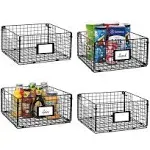 X-cosrack Metal Wire Basket Organizer Foldable &amp; Wall 4 Pack-12*12*6, Black 