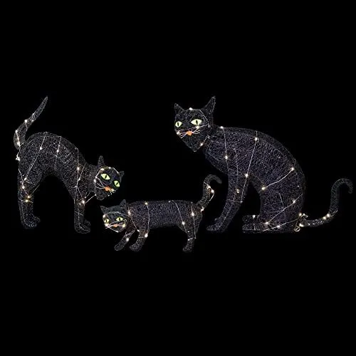 Northlight 27.5" LED Lighted Black Cat Family Outdoor Halloween Decorations (Set of 3)