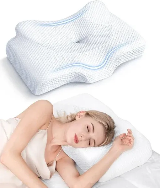 Osteo Cervical Pillow for Neck Pain Relief Hollow Design Odorless Memory Foam Pillows with Cooling Case