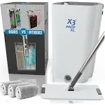 TopTier Products X3 Mop XL, Separates Dirty and Clean Water, 3-Chamber Design, Flat Mop and Bucket Set