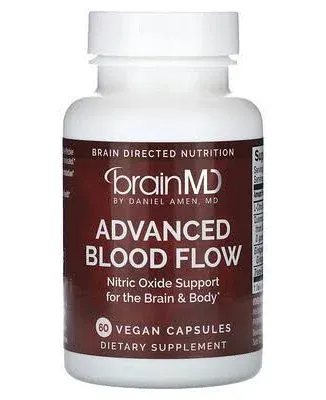 BRAINMD Advanced Blood Flow - 60 Vegan Capsules - Nitric Oxide Support for The Brain & Body - Gluten Free - 30 Servings