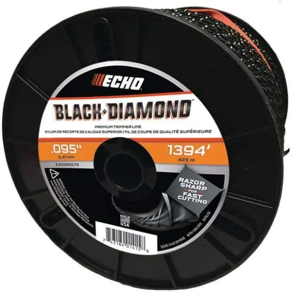 Echo 330095075 Black Diamond 5 Lb 1,394&#039; Spool .095&#034; Gauge Twisted Trimmer Line