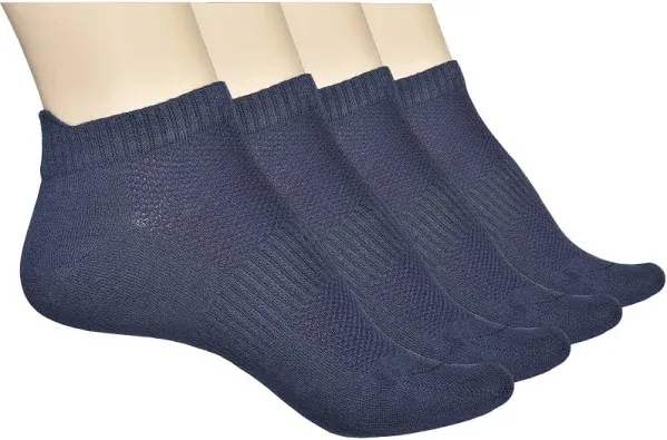 White Unisex Thin Rayon Ankle Socks 4 Pairs, (Size 11-13) Ultra Soft Breathab...