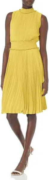 Nanette Nanette Lepore Women's Smocked High Neck Pleated Dress