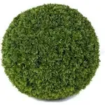 3rd Street Inn Large Cypress Topiary Ball - Artificial Plant Set - Indoor/Outdoor Wedding Party Decor - Faux Foliage Garden Sphere - Tree and Bush Substitute (15")