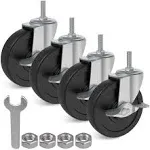 4X 4 inch Brake Threaded Stem Casters