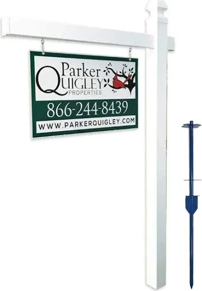 Vinyl PVC FSBO Real Estate Sign Post - White - 6&#039; Tall Post White 47&#034;