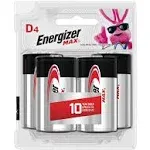 Energizer Max Batteries, Alkaline, D - 4 batteries