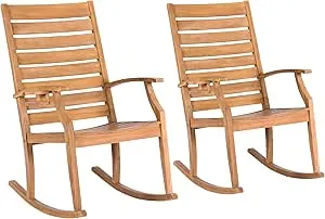 Cambridge Casual Briton Teak Wood 2 Pieces Porch Rocking Chair Set