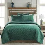 Levtex Home - Empire King/Cal King Quilt - Emerald Green - Velvet - Diamond Quilting - Quilt Size 106 x 92 in. - Polyester Velvet