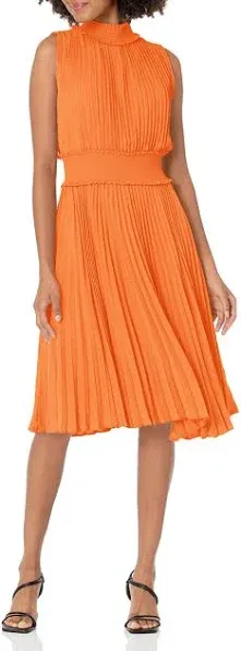 Nanette Nanette Lepore Women's Smocked High Neck Pleated Dress