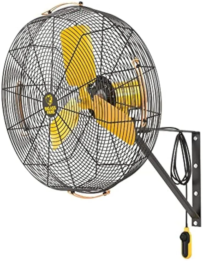 Big Ass Fans - AirEye Wall Mount Fan – Powerful & Efficient Cooling for Any Space – Wall Mounted Oscillating Fan with Adjustable Speeds – 120v - 24", Black/Yellow