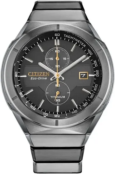 Citizen Men's Eco-Drive Sport Luxury Armor Watch in Super Titanium, Black Dial (Model: CA7058-55E)