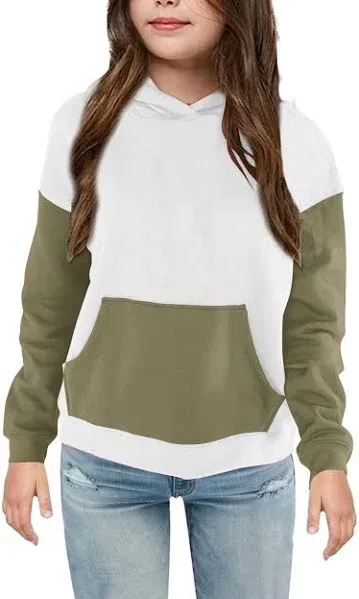 Bingerlily Girls Casual Hoodies Long Sleeve Cute Lightweight Pullover Tops with pocket Loose Solid Sweatshirt for 4-13 Years