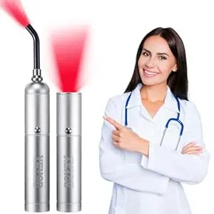 VEVOR Red Light Therapy Device with Removable Tip, 2 in 1 Facial & Body Light Therapy Wand for Joint Mouth Nose Ear, Handheld Red Light Healing Therapy Torch & 5 Wavelength, Pulse Mode for Pain Relief