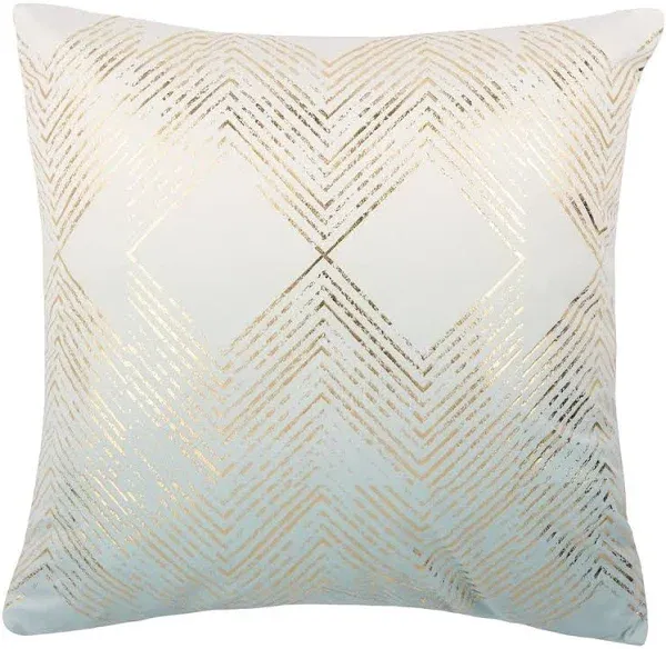 Safavieh Home Collection Sarla Art Deco 18-inch Seafoam/Gold Decorative Accent Pillow PLS7144D-1818, 19"x19"