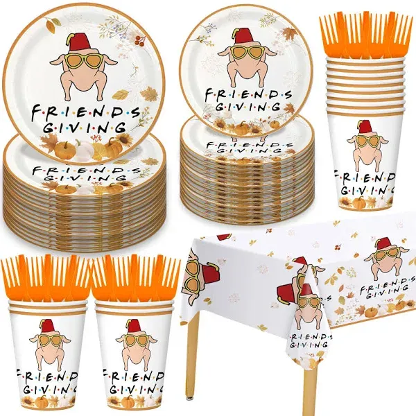 Friendsgiving Decorations Set Serves 25, Friendsgiving Party Decorations Plat...