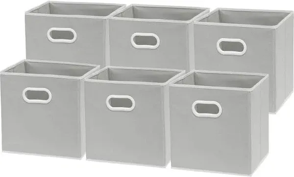 Foldable Cube Storage Bin with Handle, Black - 6 Pack