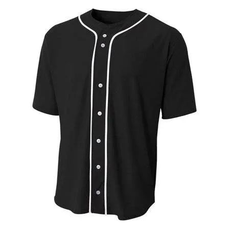 A4 N4184 Men Shorts Sleeve Full Button Baseball Top