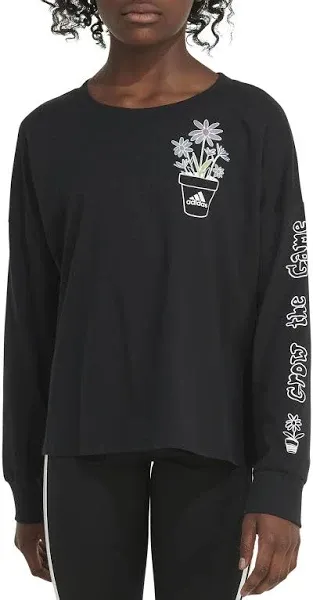 Adidas Girls' Long Sleeve Waist Crew T-Shirt