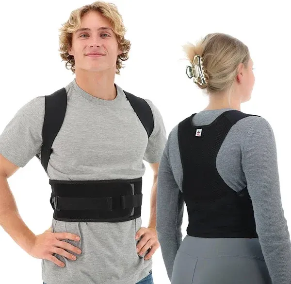 Core Products Perfect Posture Corrector, Fully Adjustable, Breathable Shoulder and Back Support, Men and Women, Black - Small/Medium