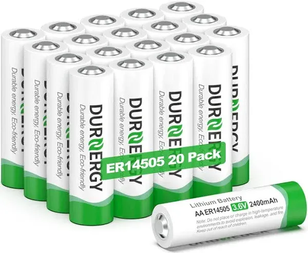 3.6 Volt Lithium Battery AA ER14505 2400mAh Batteries Double A Batteries 20 Pack